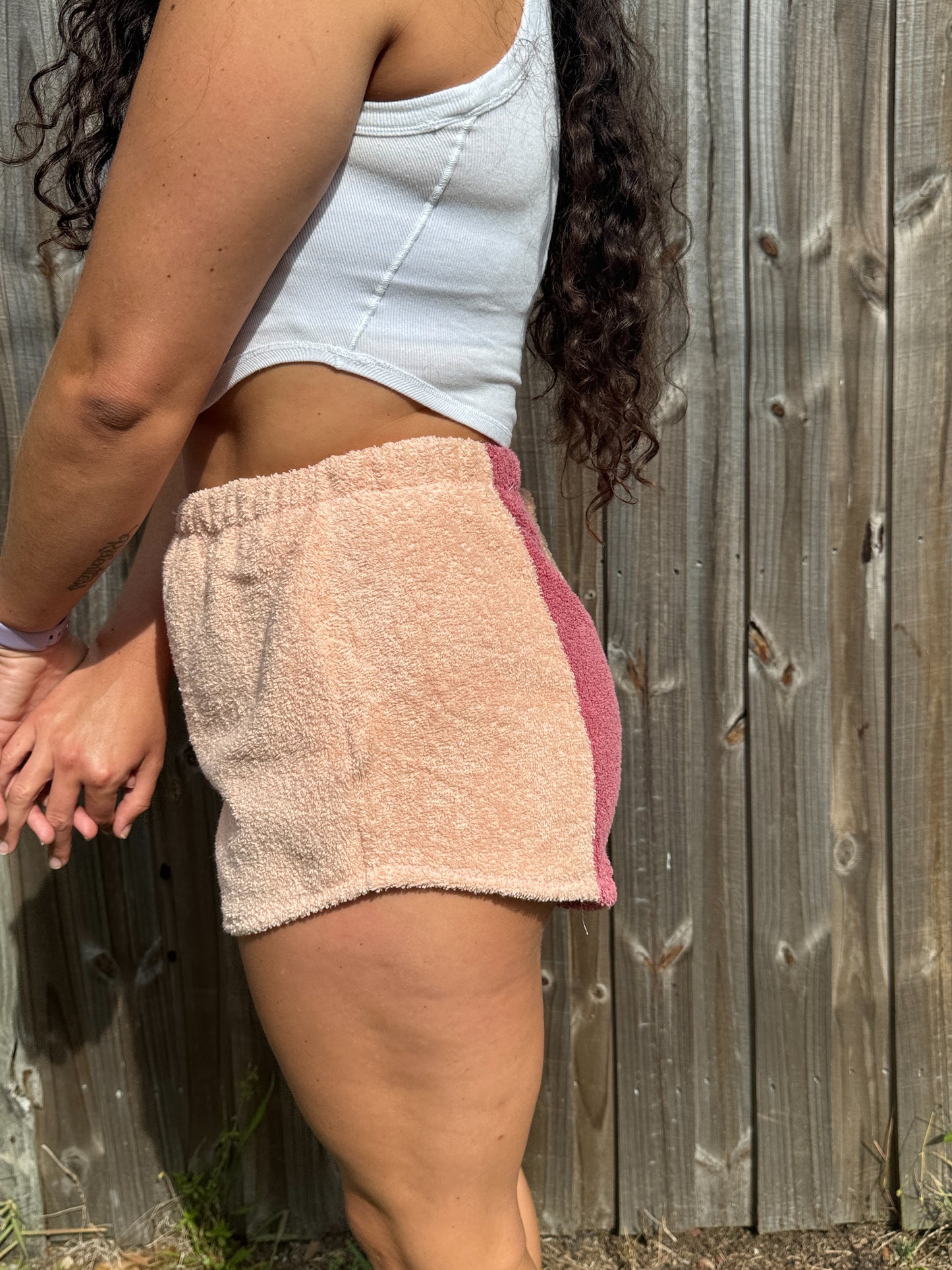 Towel Shorts - Blush Colorblock